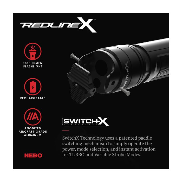 Nebo Redline X 1800 lúmenes, Linterna Recargable