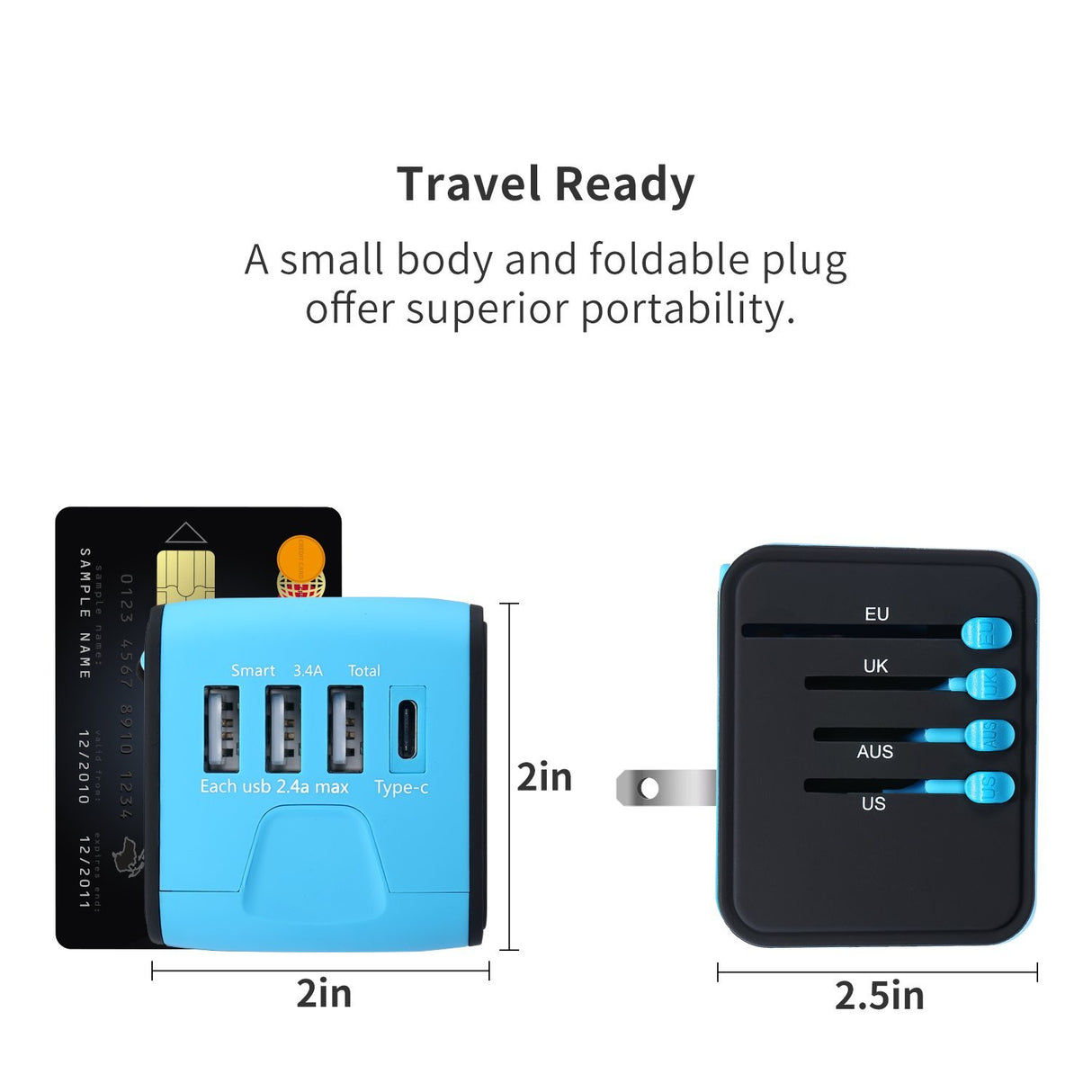 Universal Plug Adapter With 3 USB & 1 Type-C port