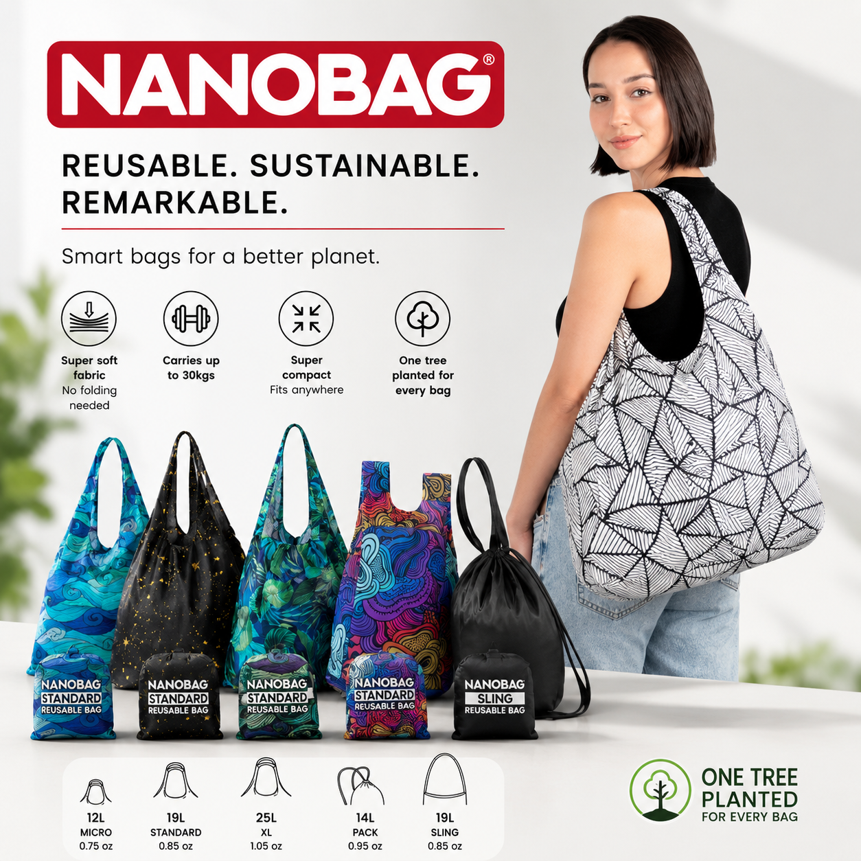 Nano Bags - packable Totes, Slings & Backpacks