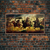 Depiction Of An Ancient Battle, Cool Office Mancave Decor, Wall Decor, Ready To Hang Framed Canvas Print, Oversize Wall Art