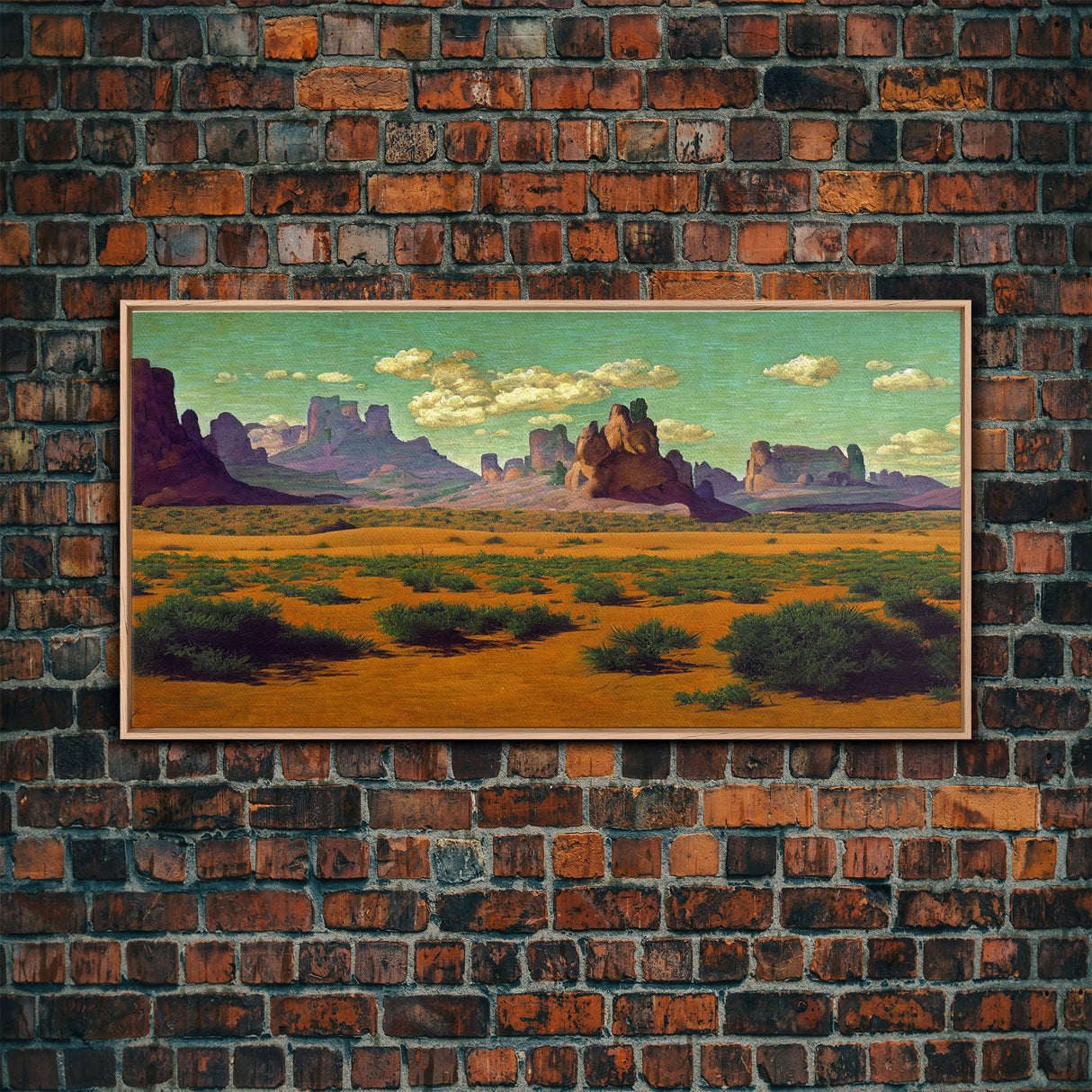Pueblo Style Art, Painting Of the Arizona Desert, Wall Decor, Ready To Hang Framed Canvas Print, Oversize Wall Art