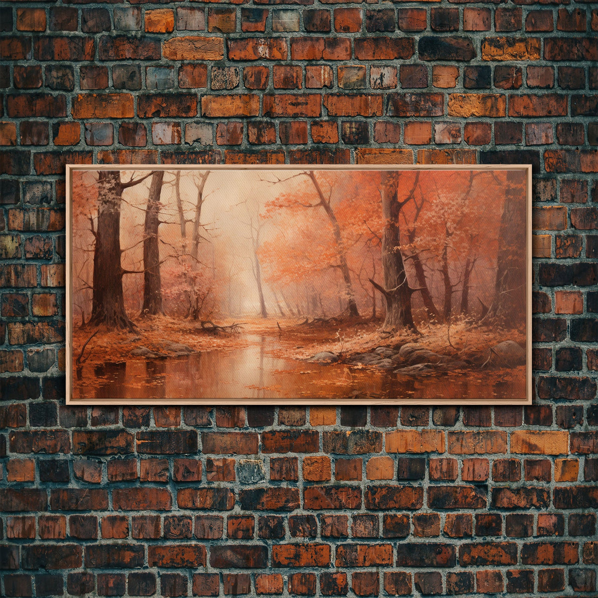 Orange Leaves In The Fall, Framed Canvas Print, Seasonal Decor, Fall Seasonal Art, Clearance Fall Decorations, Fall Wall Decor, Fall Decor