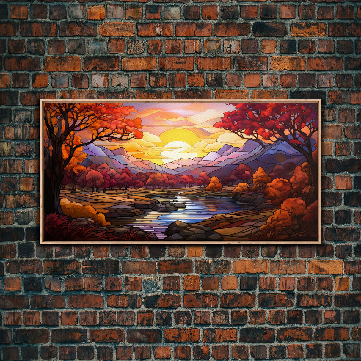 Stained Glass Style Fall Decor, Framed Canvas Print, Seasonal Decor, Fall Seasonal Art, Clearance Fall Decorations, Fall Wall Decor