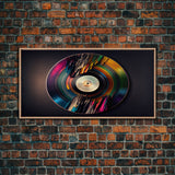 Synthwave vinyl record art, canvas print, framed wall art, interior design, musical wall art, music room decor