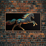 Steampunk Horse Automaton, Pop Art, Framed Canvas Print, Unique Wall Art, Living Room Decor, Huge Oversize Retro Style Art