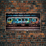 Urban Decay Wall Art - Graffiti Covered Subway Train - 1970s NYC Art - Framed Canvas Print - Original Art - Dystopian Urban Decay
