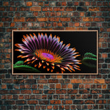 Neon Flowers Wall Art, Framed Canvas Print, Original Flower Painting, Mother's Day Gift, Floral Decor, Black Background Flower Art