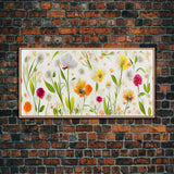 Botanical wall art, spring flowers, canvas print, dorm art for girls