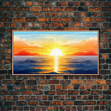 Sunset Painting Wall Decor, Ocean Art, Seascape Wall Decor, Nature Print, Panoramic Wall Decor, Canvas Print, Wall Art, Framed Canvas Art