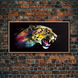 Leopard Wall Decor, Animal Wall Art, Abstract Wall Art, Nature Wall Decor, Panoramic Wall Decor, Canvas Print, Wall Art, Framed Canvas Art