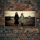 Little Witches Gothic Victorian Haunted Art, Spooky Halloween Decor, Framed Canvas Print, Halloween Poster, Halloween Wall Art, Creepy Decor