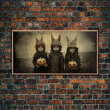 The Little Witches Gothic Victorian Haunted Art, Spooky Halloween Decor, Framed Canvas Print, Halloween Poster, Scary Halloween Wall Art