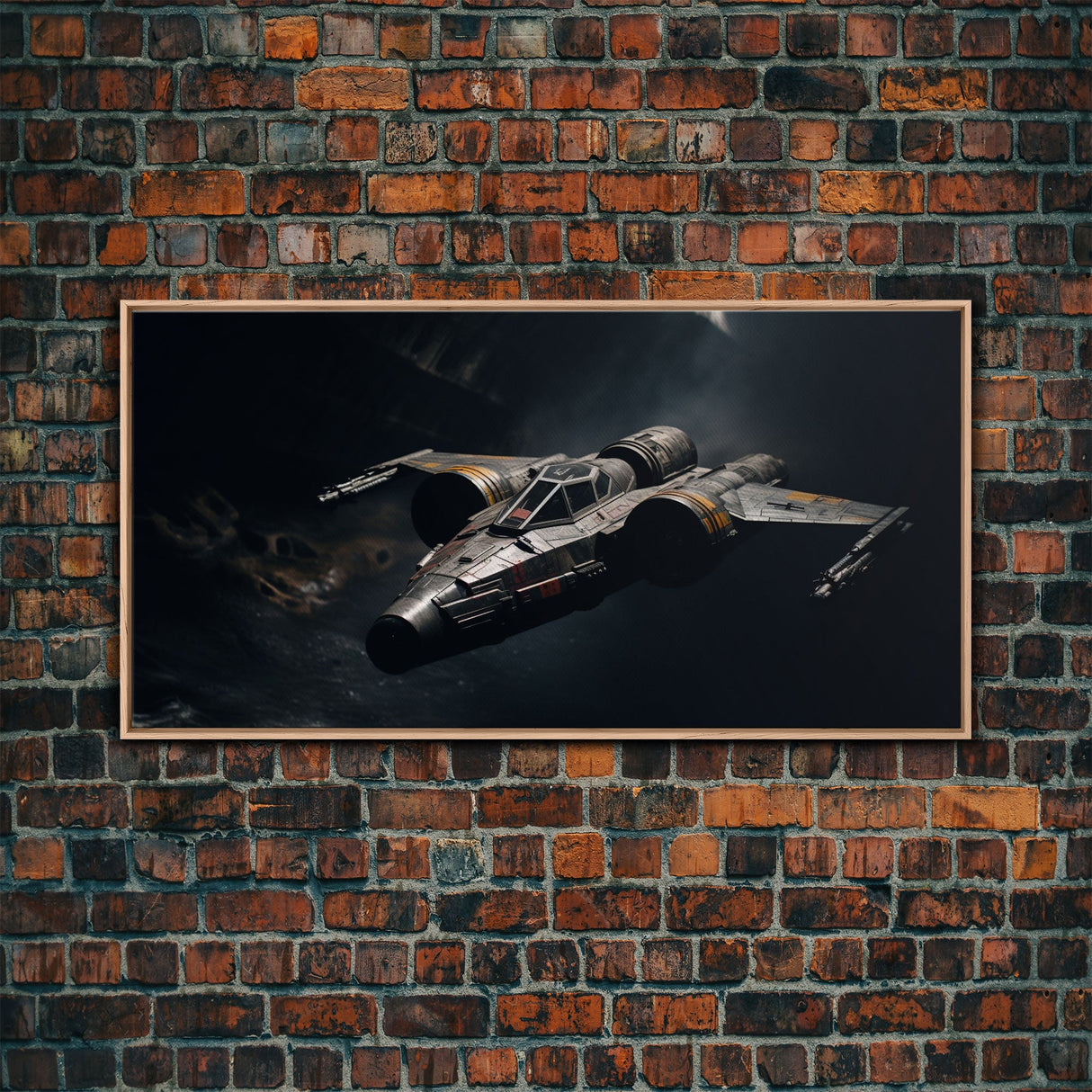The Star Fighter, Cool Scifi Wall Art, Scifi Art, Framed Canvas Print, Gull Wing Space Ship, Unique Art, Alien Wall Art, Space Ship Art