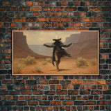 The Fabulous Ghost Cowboy Art, Framed Canvas Print, Halloween art, spooky decor, cowboy art, western decor,  ghost art