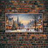 Retro Christmas Winter Wonderland Framed Canvas Print - Christmas Decoration - Christmas Art - Christmas Living Room Decor