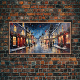 Christmas Wall Art - Framed Canvas Print - Winter Wonderland Victorian Village Decorated for Christmas - Christmas Canvas Wall Art