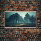 Gloomy Spooky Forest, ready to hang canvas print wall art, Lakehouse Cabin Wall Decor