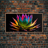 Rainbow Agave With Dew Drops, Modern Art, Framed Canvas Print,  Surreal Art, Southwestern Decor, Farmhouse Art, Desert Themed Art