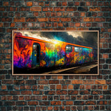 Train car graffiti wall decor, train box car, ready to hang canvas print wall art, graffiti art