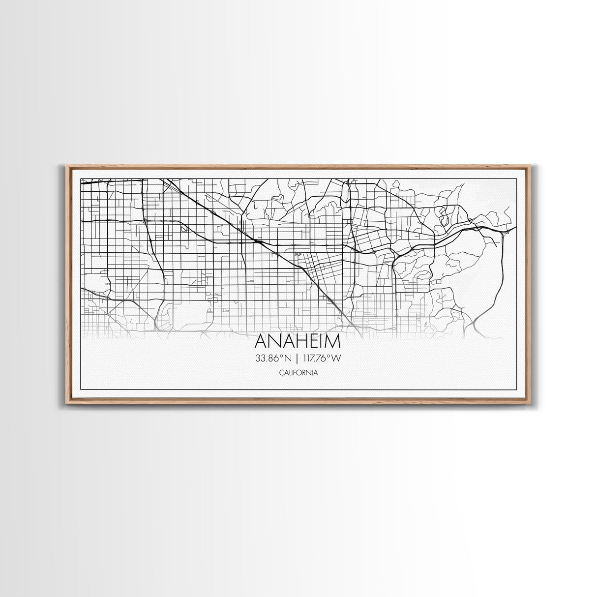 Anaheim Street Map, California Map, Map Print, Modern Art, Wall Art, Canvas Print, Room Décor Aesthetic, Indie Room Décor, Wall Prints