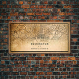 Vintage Washington map print poster or framed canvas | Washington dc city map print poster canvas | District of Columbia print poster canvas