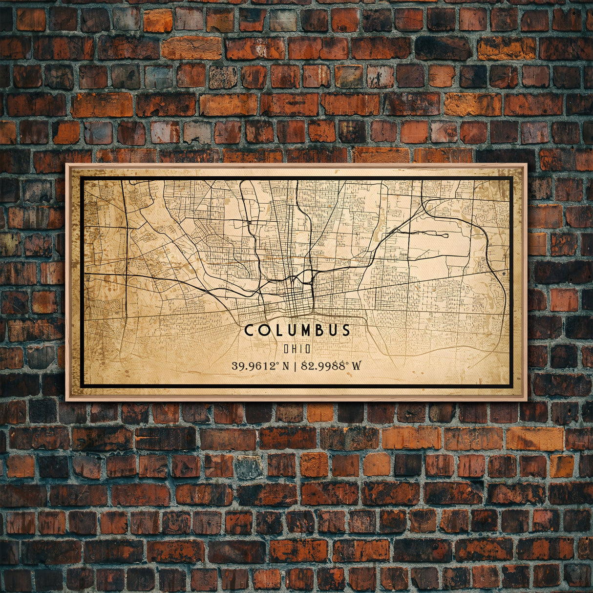 Columbus vintage map print poster or framed canvas, Ohio map print poster canvas, Columbus city map print poster canvas