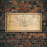 Columbus vintage map print poster or framed canvas, Ohio map print poster canvas, Columbus city map print poster canvas