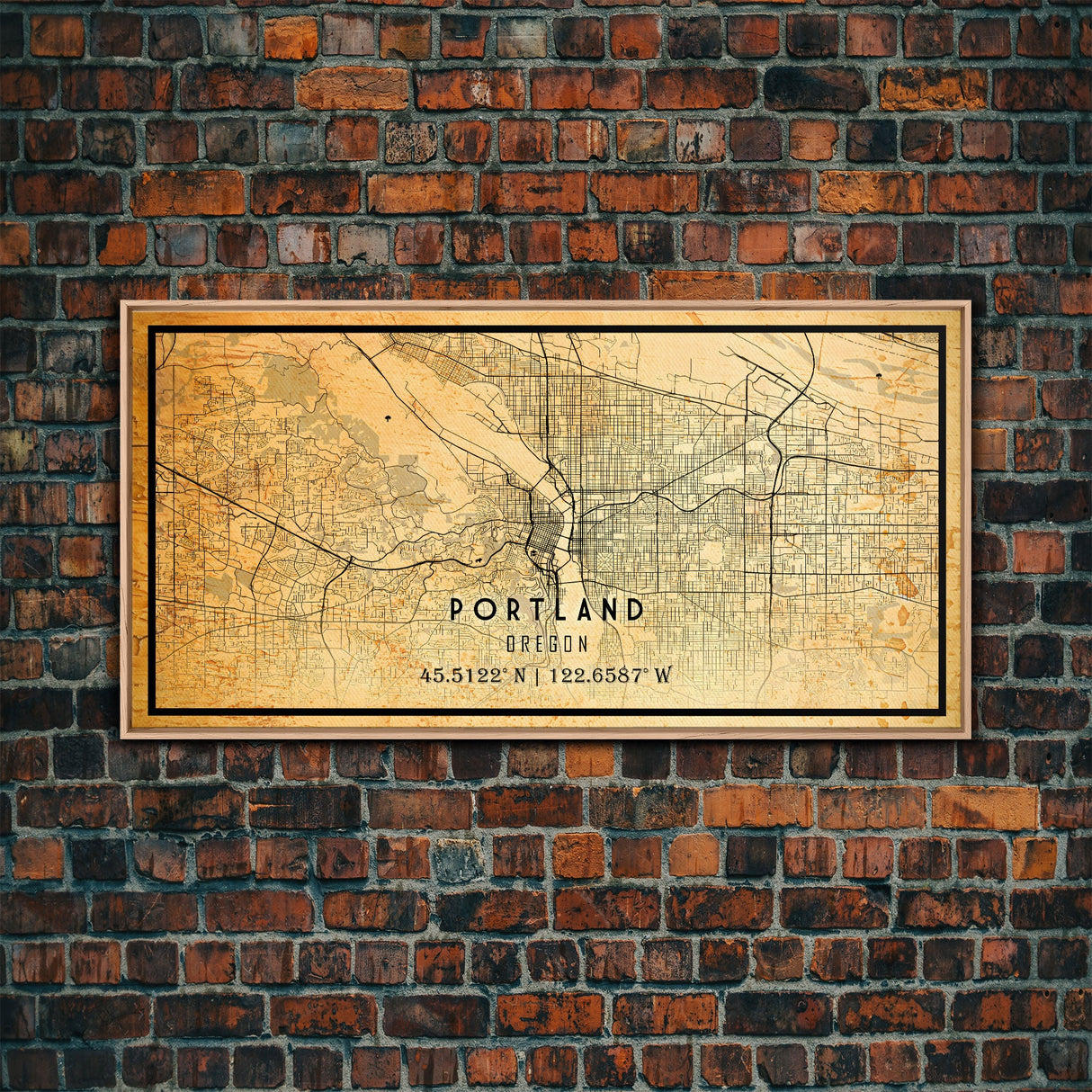Portland Oregon Street Map, Framed Canvas Art, Oregon United States Road Map Wall Art, Office Wall Art, Portland Wall Decor for Office