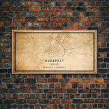 Budapest Hungary map print poster or framed canvas, Budapest map print poster canvas, Budapest map print poster canvas, Vintage Travel Art