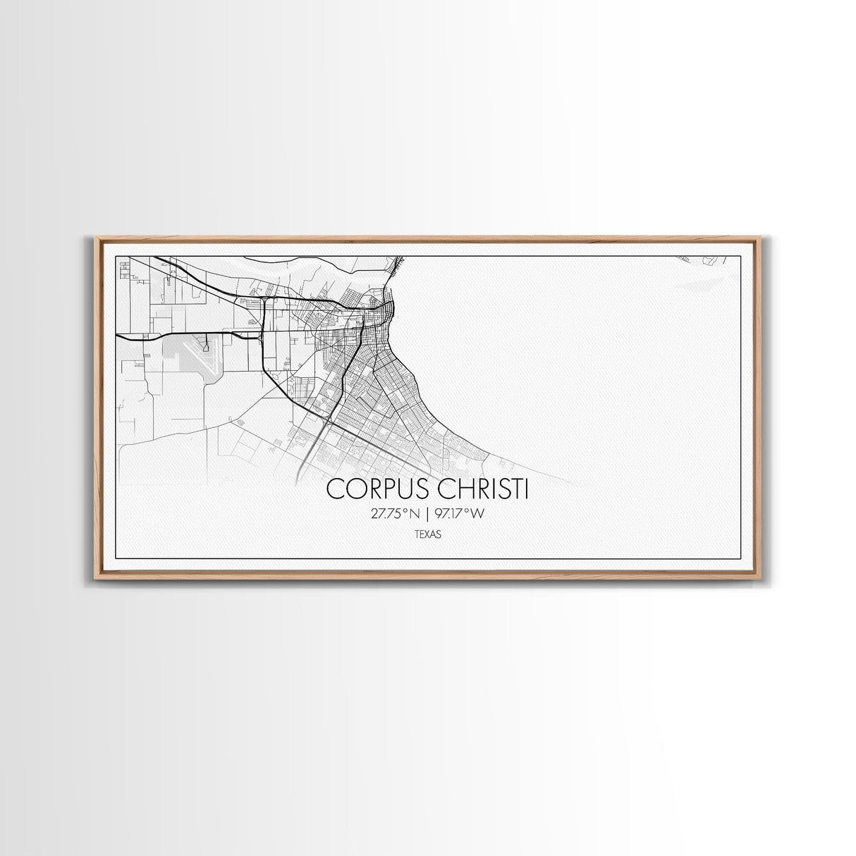 Corpus Christi Street Map, Texas Map, Map Print, Minimalist Art, Wall Art, Canvas Art, Homeschool Gifts, College Dorm Décor, Tiny Home Décor