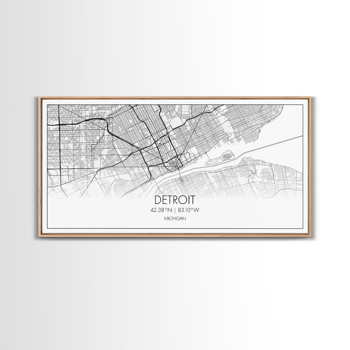Detroit Street Map, Michigan Map, Map Print, Minimalist Art, Wall Art, Canvas Art, Office, Apartment Décor, Poker Room Décor, Fun Wall Art