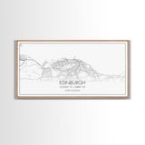 Edinburgh Street Map, Scotland Map, Map Art, Minimalist Art, Wall Art, Canvas Art, Travel Wall Art, Husband Gift, Office Décor For Men
