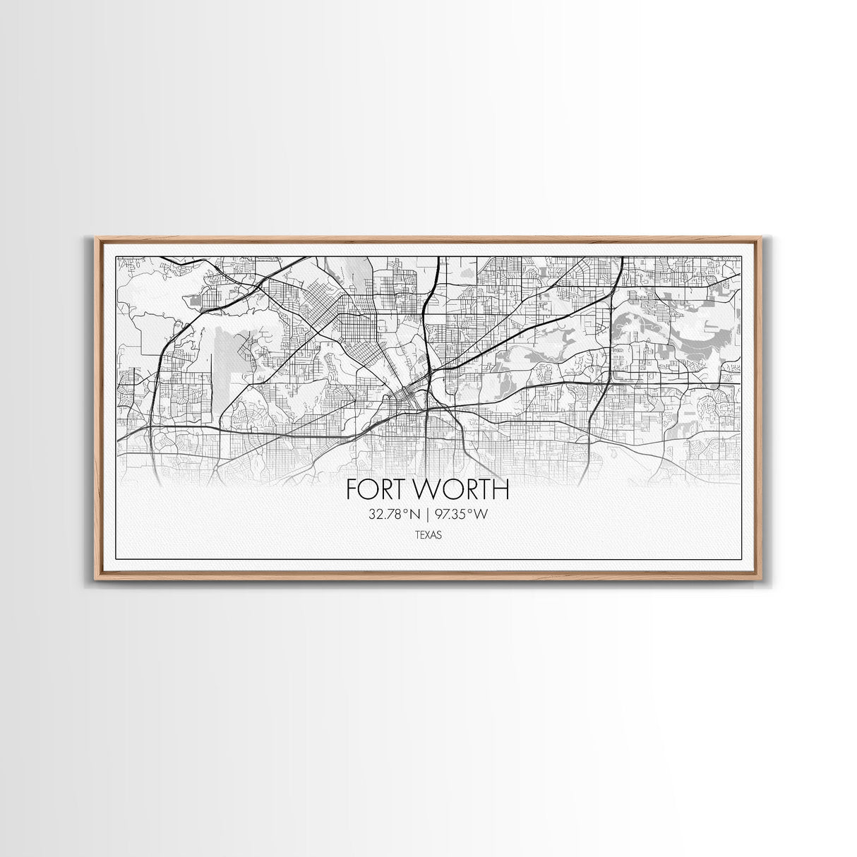Fort Worth Map, Texas Map, Map Art, Minimalist Art, Wall Art, Canvas Art, Lake House Décor, RV Wall Décor, Birthday Gift, Office Wall Print