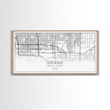 Glendale City Map, Arizona Map, Map Art, Minimalist Art, Wall Art, Canvas Art, Cabin Wall Décor, Entryway Décor,  Room Décor, Gifts For Her