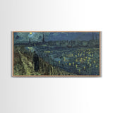 London at Midnight, Framed Canvas Print, Starry Night Inspired Victorian London, Dark Academia Halloween Wall Art