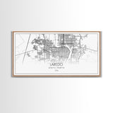 Laredo City Map, Texas Map, Map Art, Modern Art, Wall Art, Canvas Art, Texas Wall Art, Wedding Gift, Bedroom Wall Décor, Dorm Wall Art