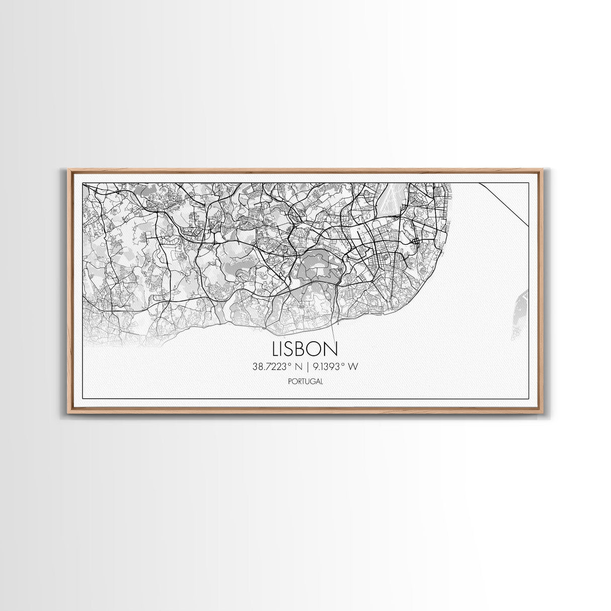 Lisbon City Map, Portugal Map, Map Art, Modern Art, Wall Art, Canvas Art, Travel Wall Décor, Apartment Wall Art, Book Lover Gift, Office Art