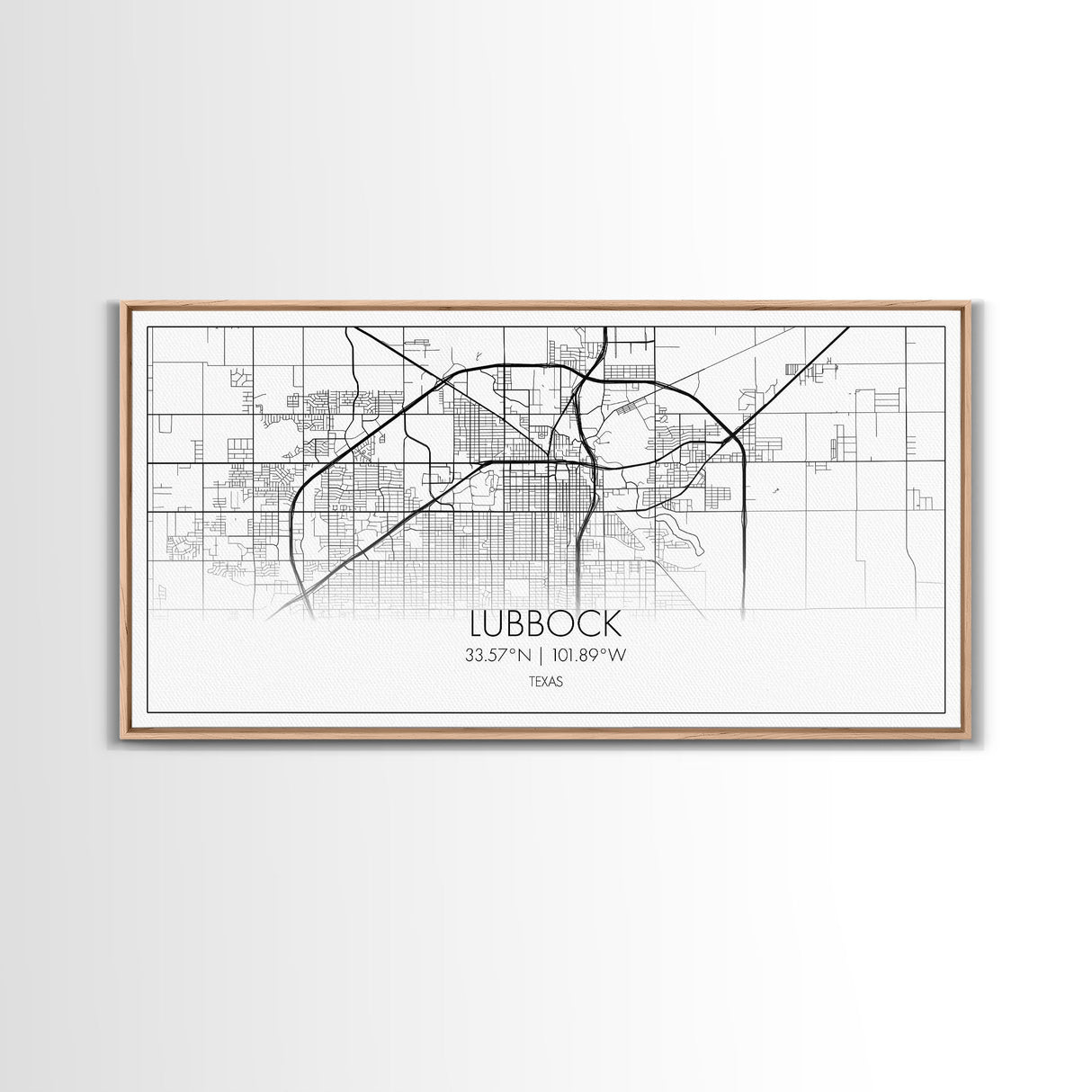 Lubbock City Map, Texas Map, Map Art, Modern Art, Wall Art, Canvas Art, Gift For Women, Living Room Wall Art, Wall Hanging, Texas Wall Art