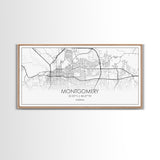 Montgomery City Map, Alabama Map, Map Art, Minimalist Wall Art, Wall Art, Canvas Art, Farmhouse Wall Art, Girlfriend Gift, Teen Room, Office
