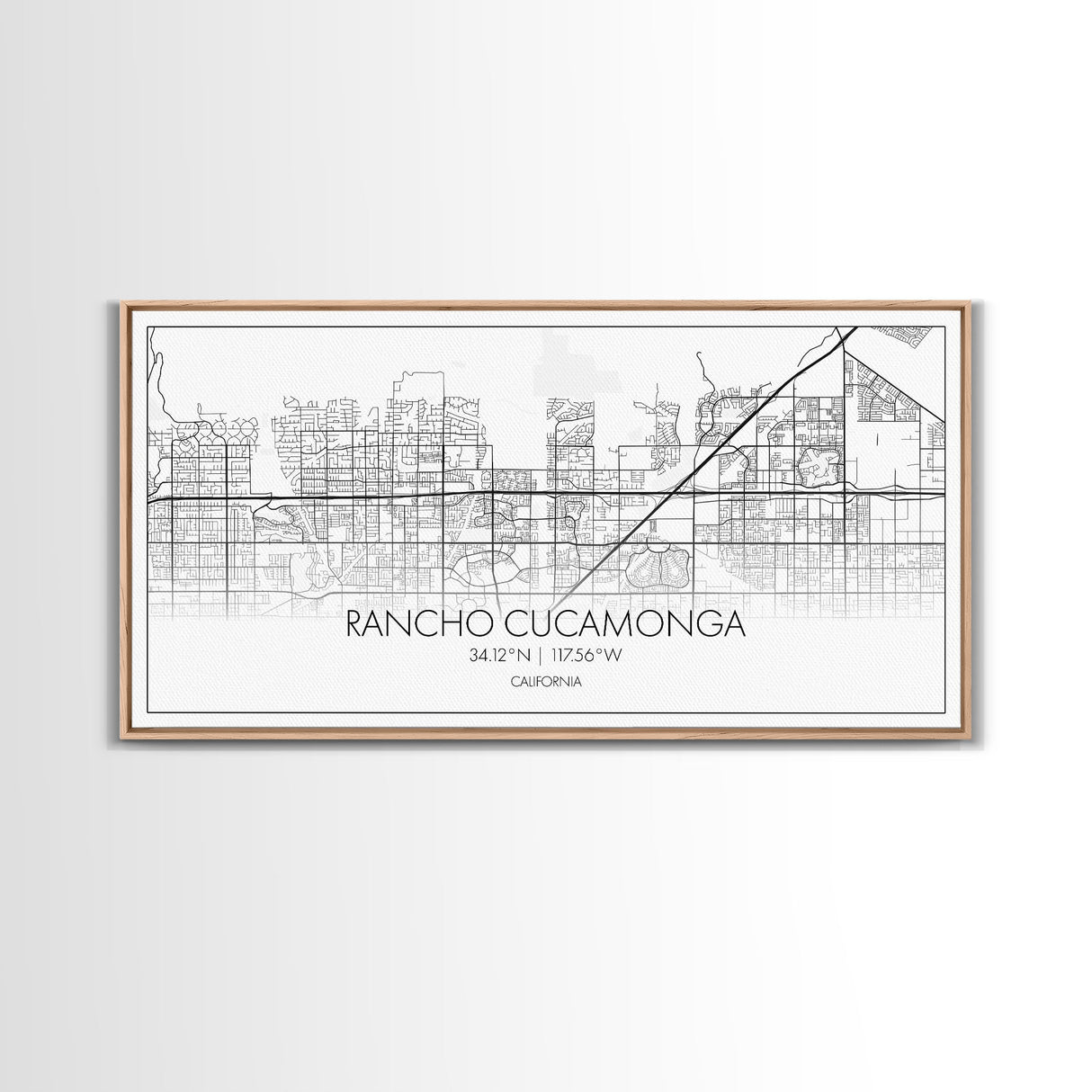 Rancho Cucamonga City Map, California Art, Map Print, Minimalist Wall Art, Wall Art, Canvas Art, Wall Hanging, Wedding Gift, Family Wall Art