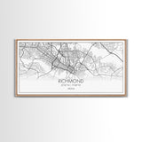Richmond City Map, Virginia Art, Map Print, Minimalist Wall Art, Wall Art, Canvas Art, Best Gifts For Him, Wall Décor Prints, Horizontal Art