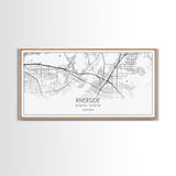 Riverside City Map, California Art, Map Print, Minimalist Wall Art, Wall Art, Canvas Art, Dorm Room Décor, Gift For Husband, Cabin Wall Art