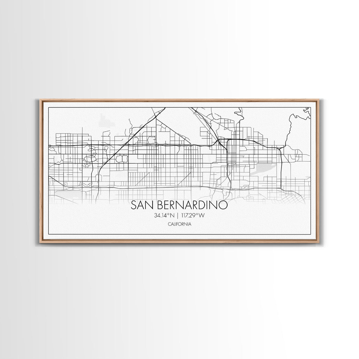 San Bernardino City Map, California Art, Map Print, Minimalist Wall Art, Wall Art, Canvas Art, Business Gift, Dorm Décor, Office Prints