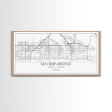 San Bernardino City Map, California Art, Map Print, Minimalist Wall Art, Wall Art, Canvas Art, Business Gift, Dorm Décor, Office Prints