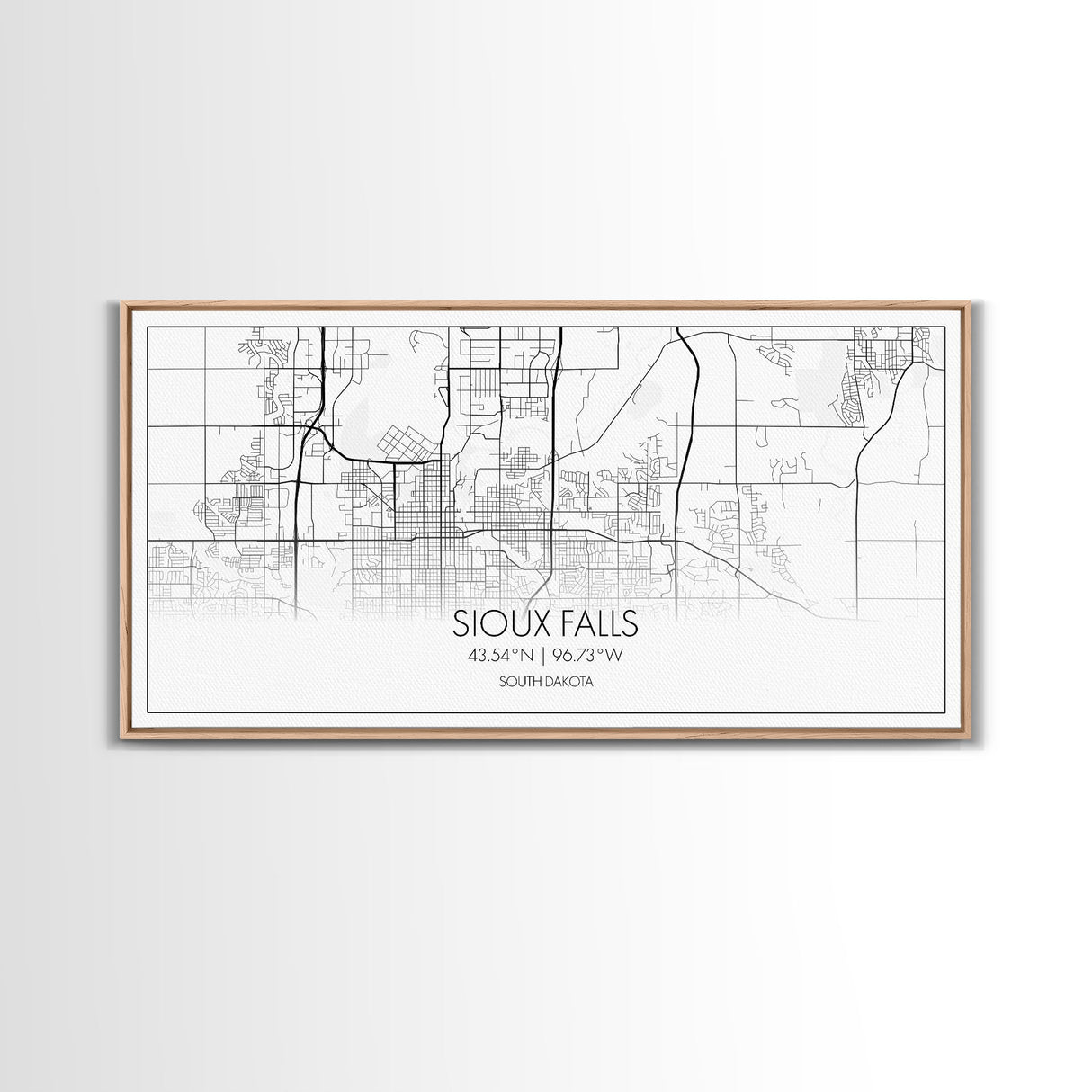 Sioux Falls City Map, South Dakota Art, Map Print, Modern Wall Art, Wall Art, Canvas Art, Large Wall Art, Unique Wall Décor, Office Prints