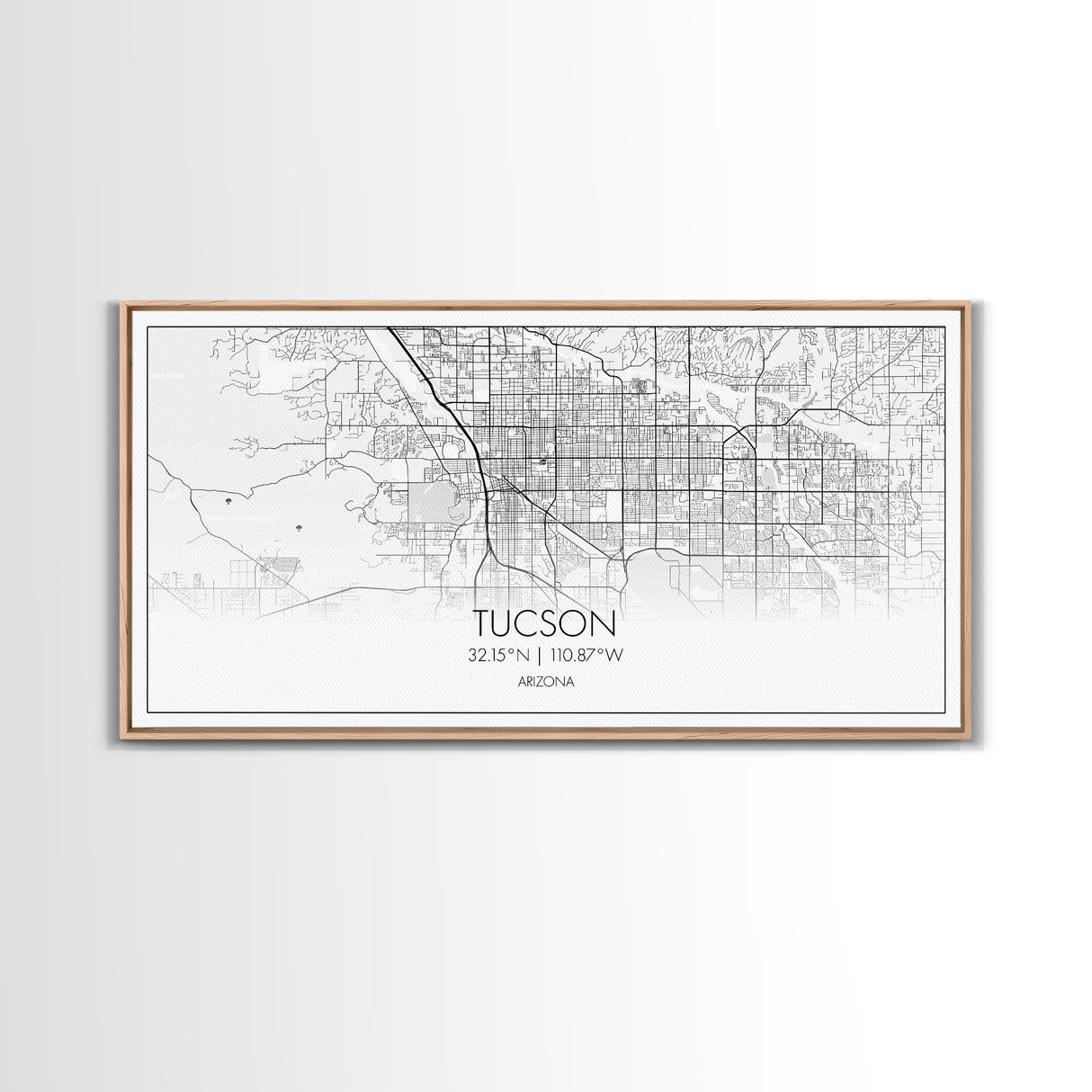 Tucson City Map, Arizona Art, Map Print, Modern Wall Art, Wall Art, Canvas Art, Bedroom Prints, Gift For Friend, Teen Boy Room Décor