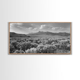 Mountain Range with Rolling Hills and Sagebrush, Framed Canvas Print Farmhouse Living Room Wall Art, Rustic Home Decor, Scenic Landscape Art