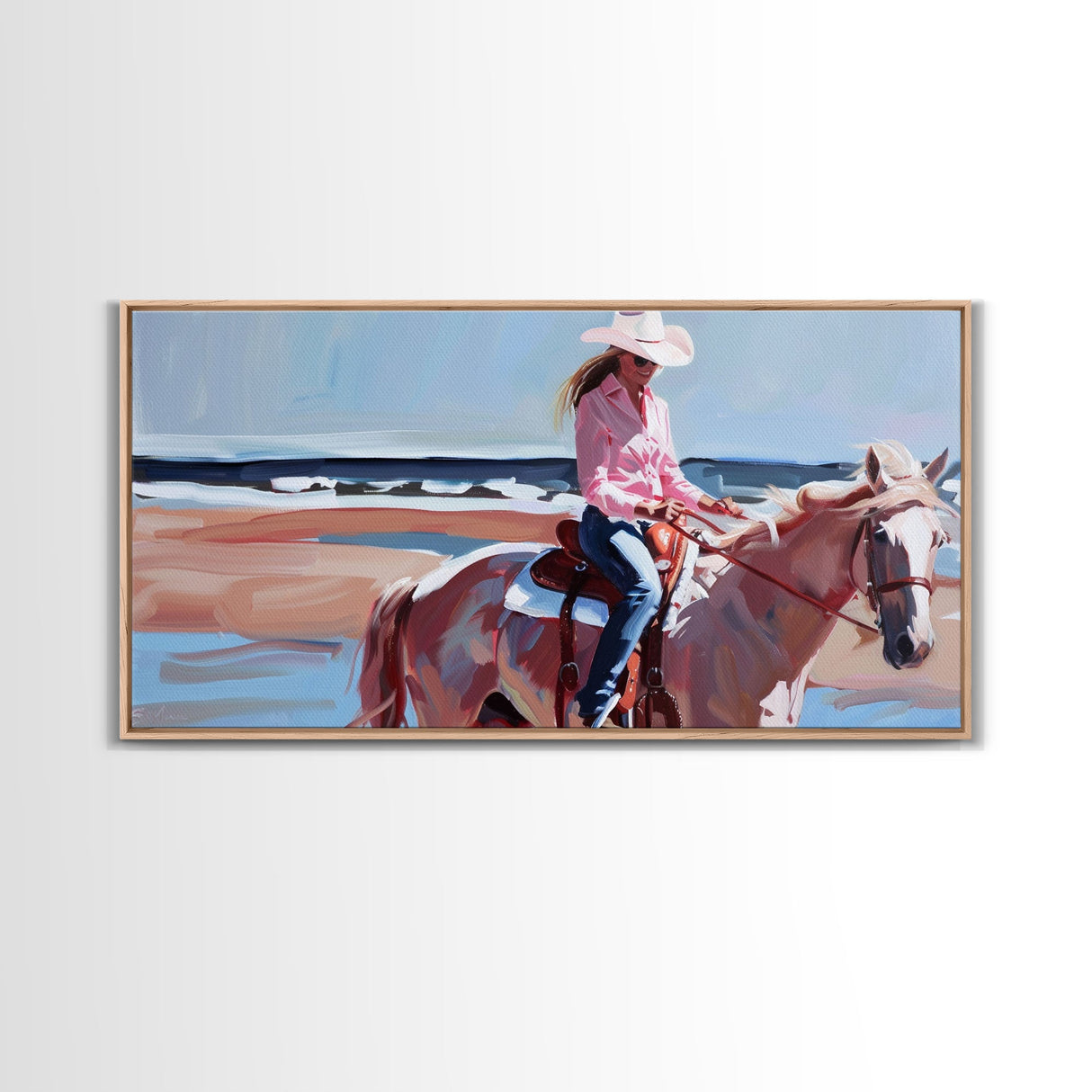 Cowboy Riding Bucking Horse, High Energy Framed Canvas Print, Perfect for Western Living Room Art, Bedroom Decor, Rustic Home Wall Art