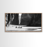 Cowboys Riding in Dusty Canyon, Striking Wall Art for Living Room or Bedroom, Framed Canvas Print, Home Decoration