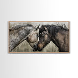 Heartfelt Connection of Two Horses, Ideal for Living Room Art, Framed Canvas Print, Bedroom Decor, Home Decoration, Animal Lover Gift